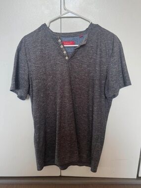 Bruno Milano Men's Size M Super Soft Short Sleeve Henley Shirt - Grey Space Dye